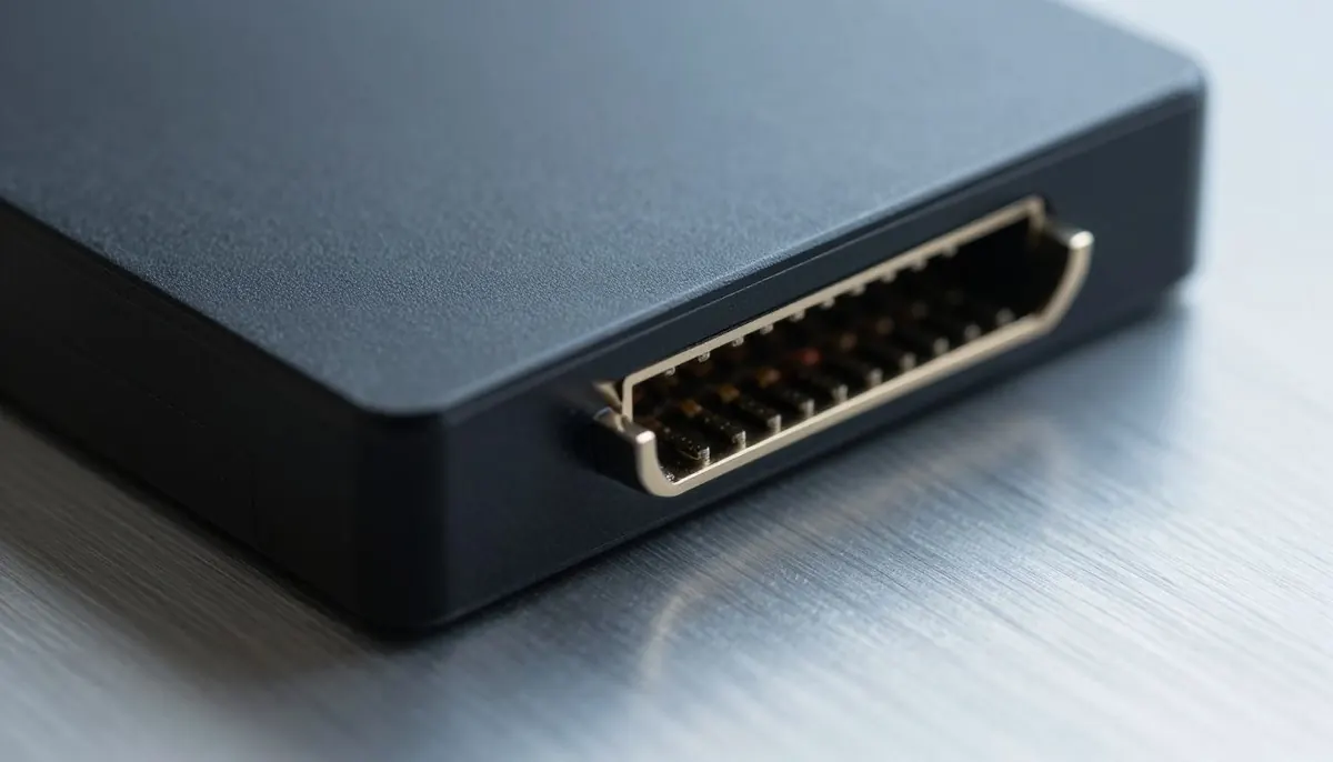 Gros plan sur la tranche d'un disque de 2,5 pouces, du côté du connecteur